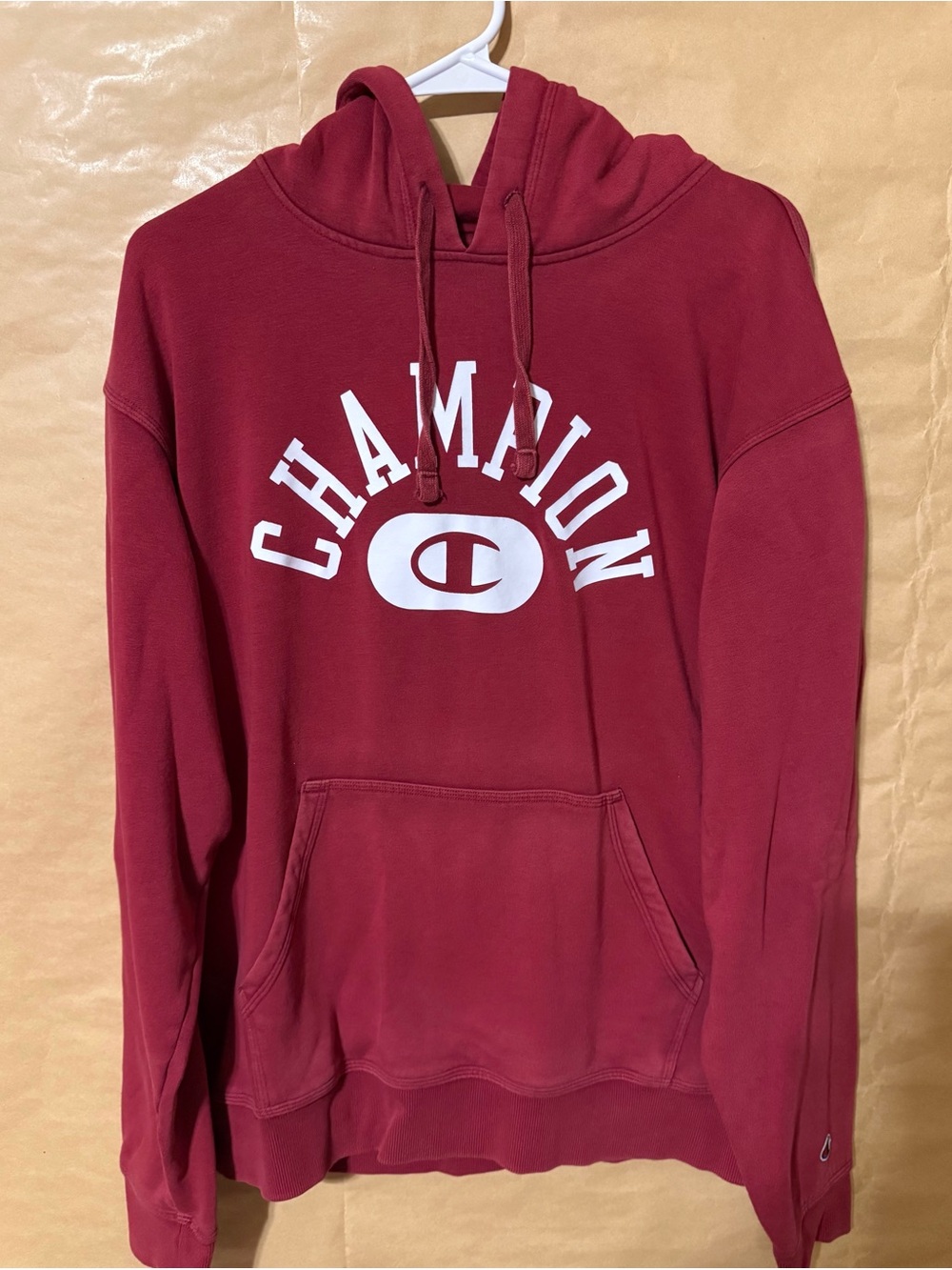 Champion Men’s Medium Red Logo Graphic Pullover Hoodie Sweatshirt